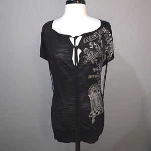 Black Salvage Top Size Large